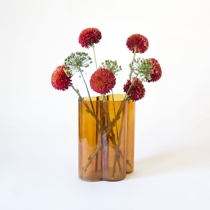 Glass Bubble Vase - Amber