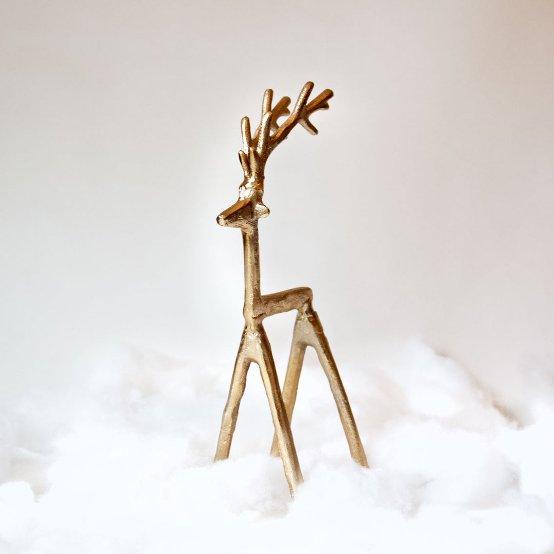 Gold Metal Reindeer Figurine