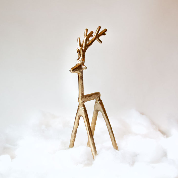 Gold Metal Reindeer Figurine