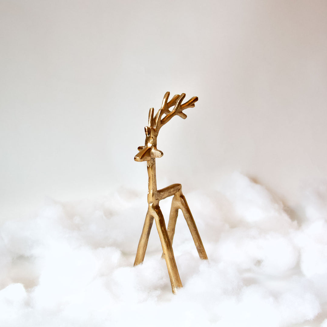 Gold Metal Reindeer Figurine