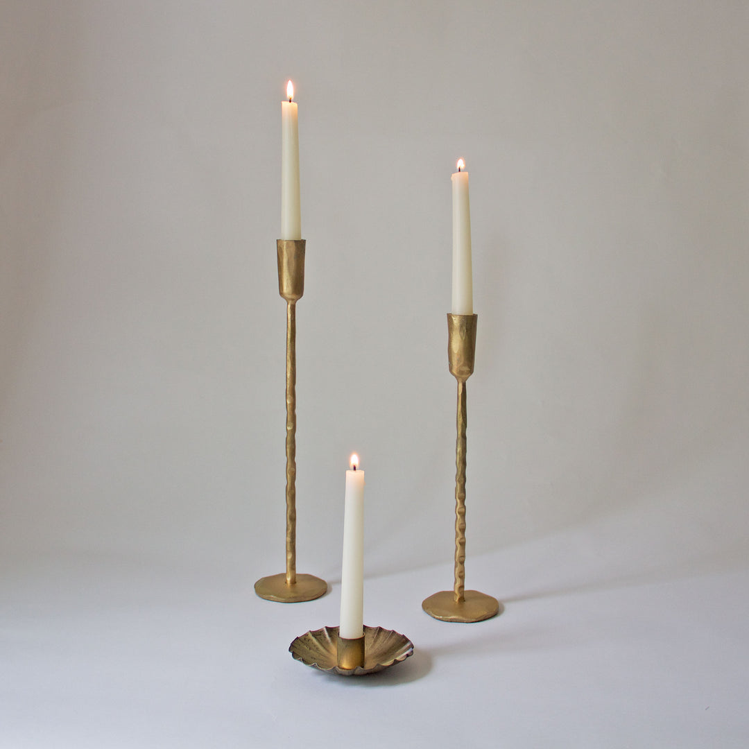 Scalloped Brass Taper Candleholder