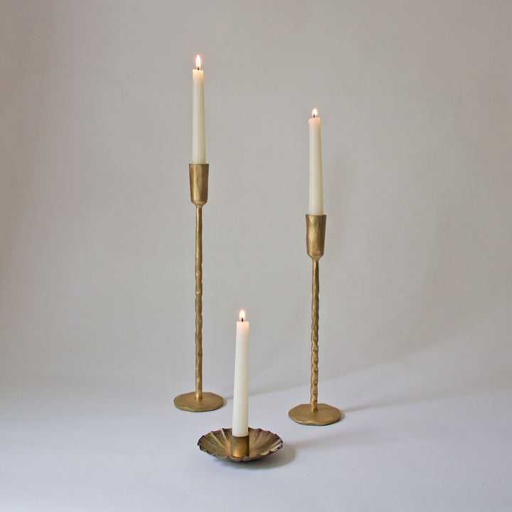 Scalloped Brass Taper Candleholder