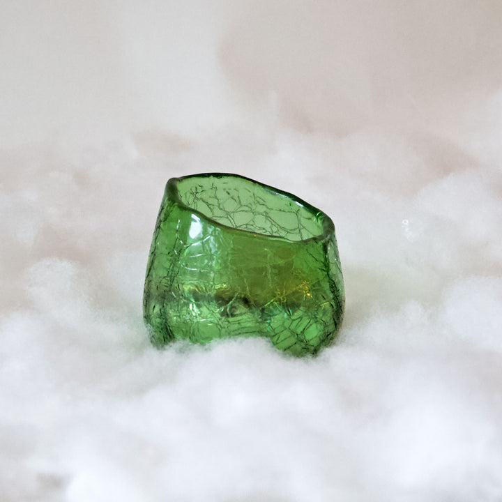 Green Crackle Glass Tealight Candleholder
