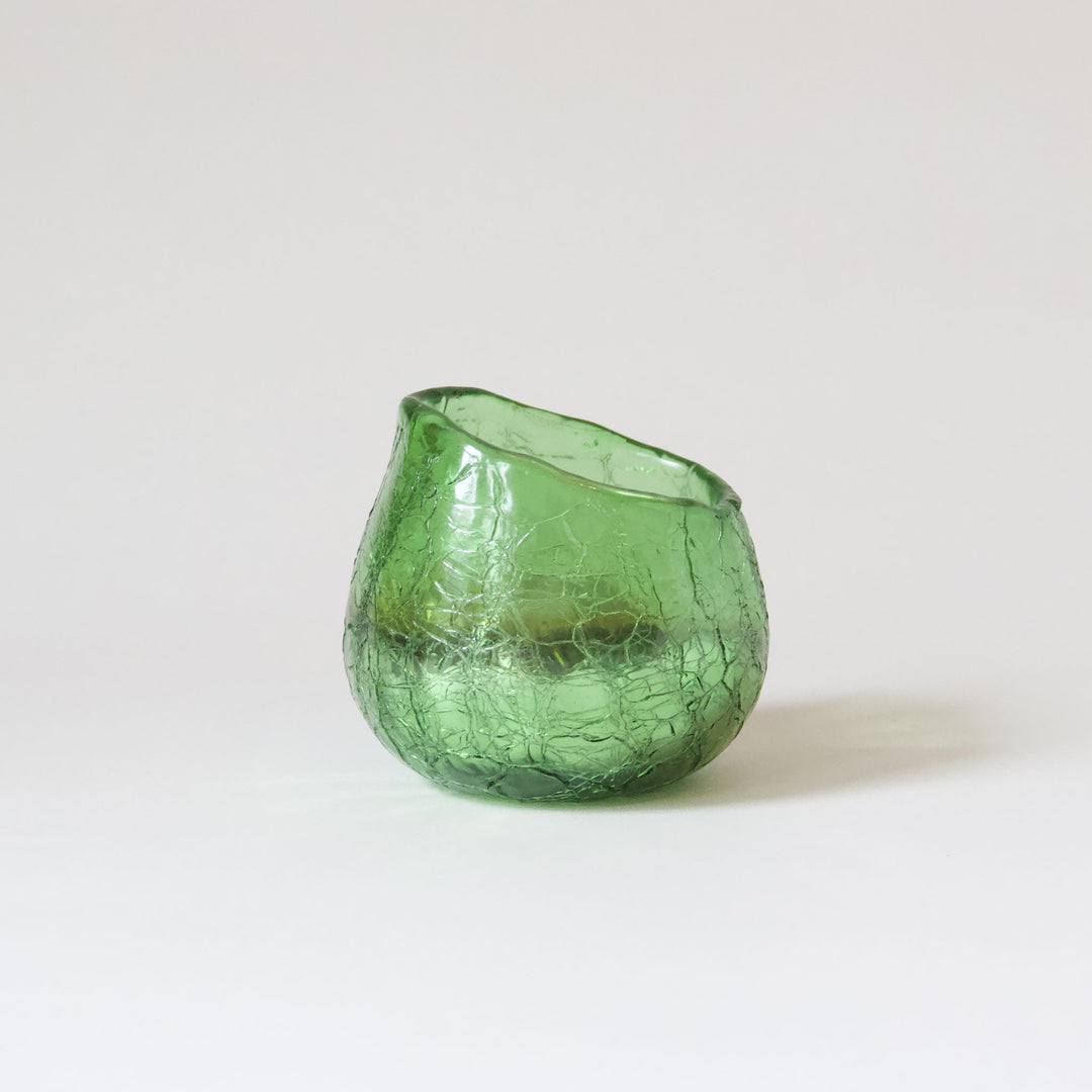 Green Crackle Glass Tealight Candleholder