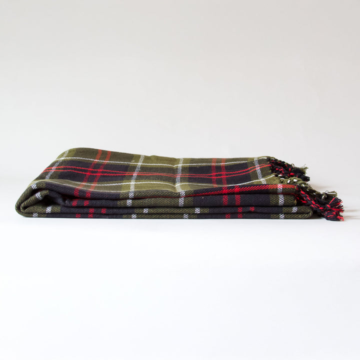 Green Plaid Cotton Throw
