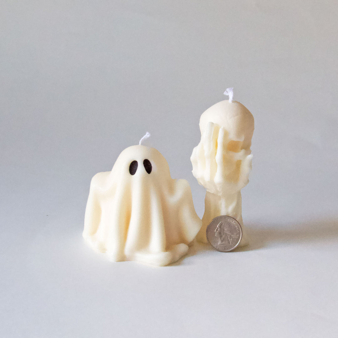 Hand Skull Candle - Ivory