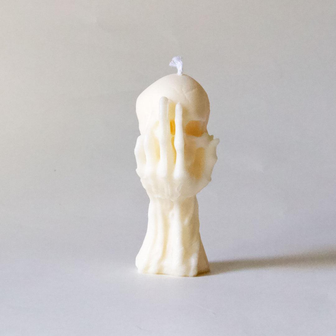 Hand Skull Candle - Ivory