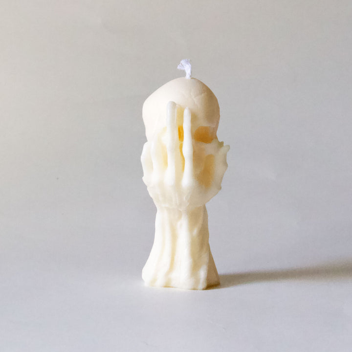 Hand Skull Candle - Ivory