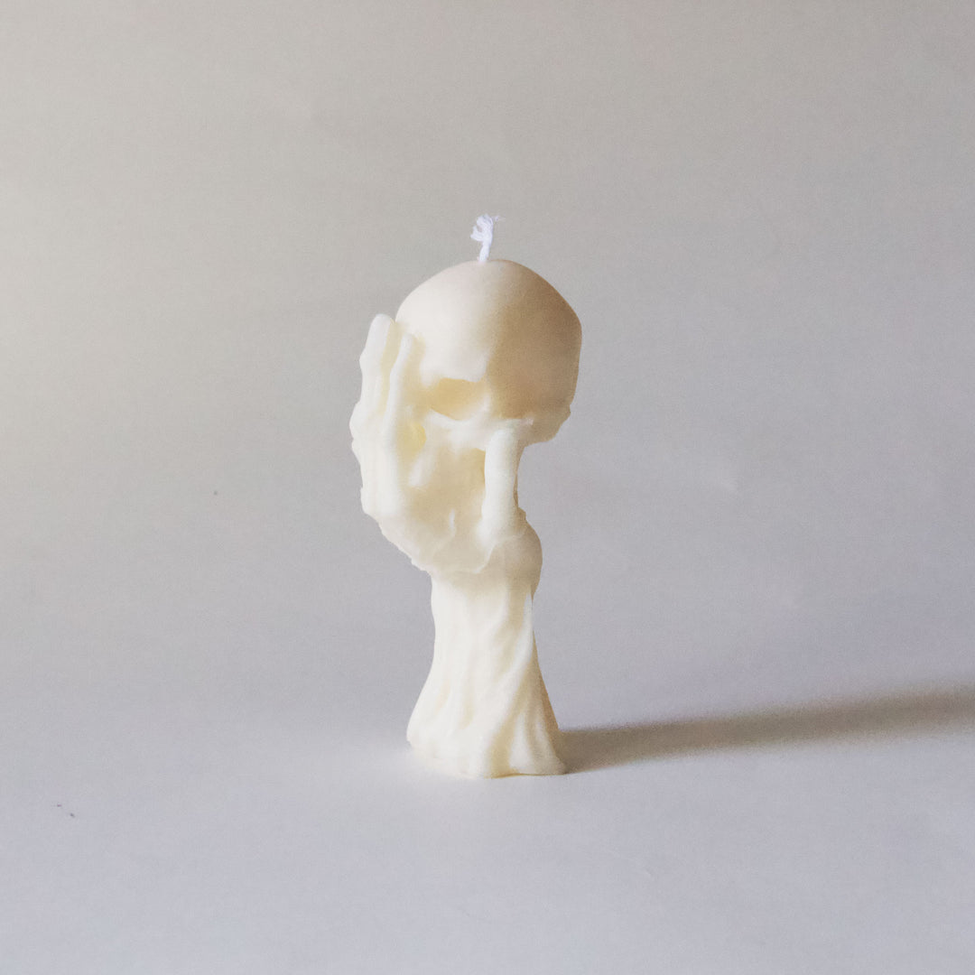 Hand Skull Candle - Ivory