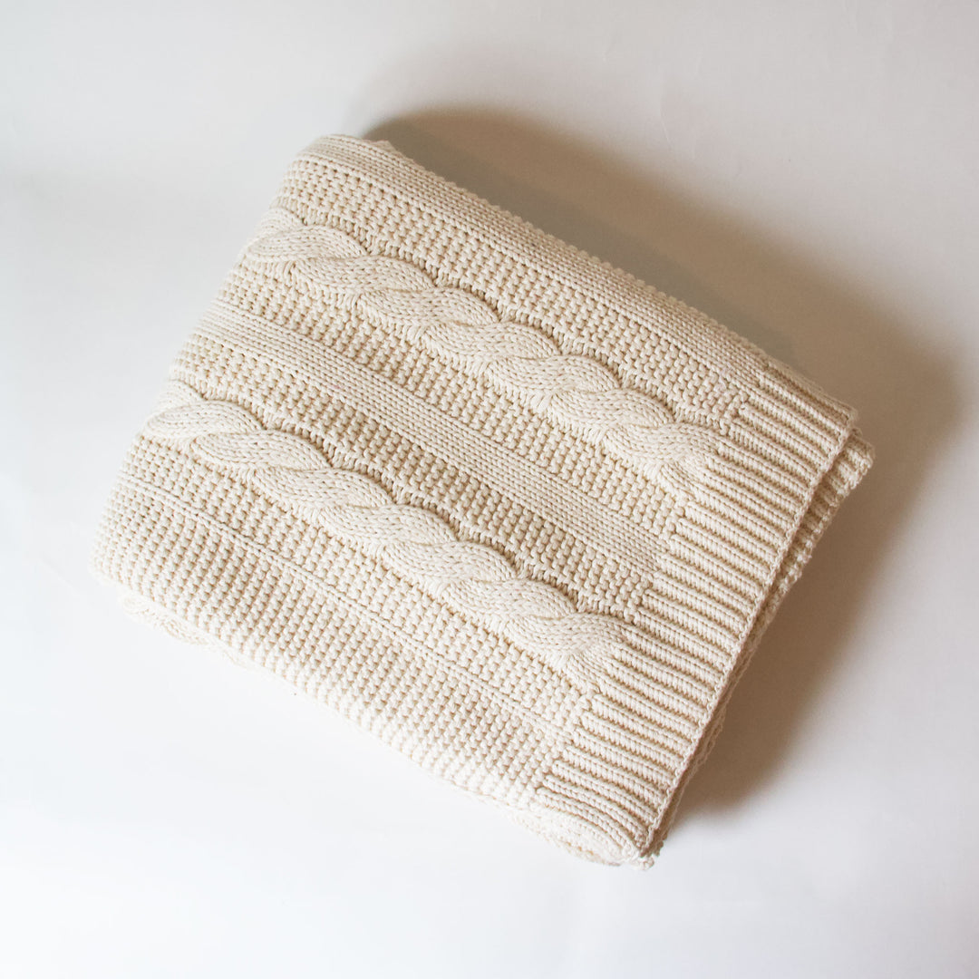 Ivory Cable Knit Throw