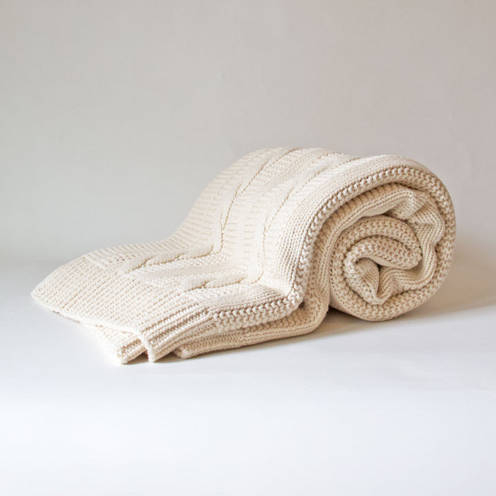 Ivory Cable Knit Throw