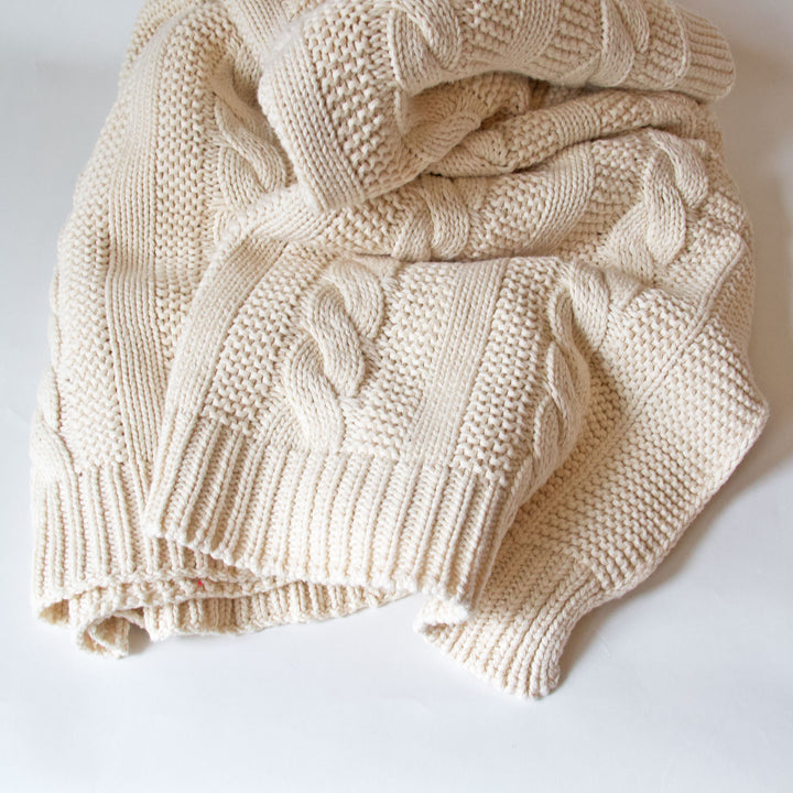 Ivory Cable Knit Throw