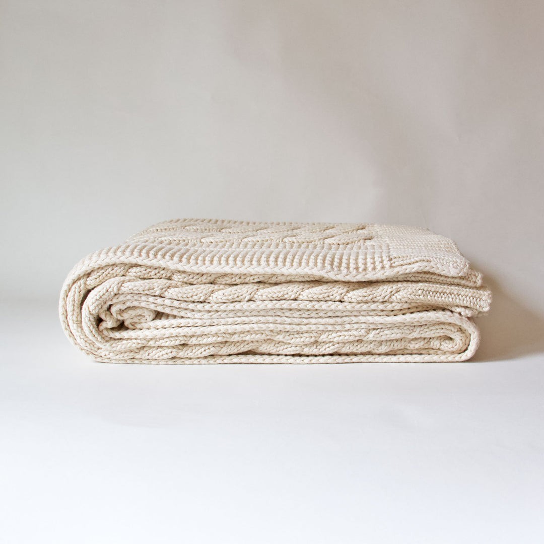 Ivory Cable Knit Throw