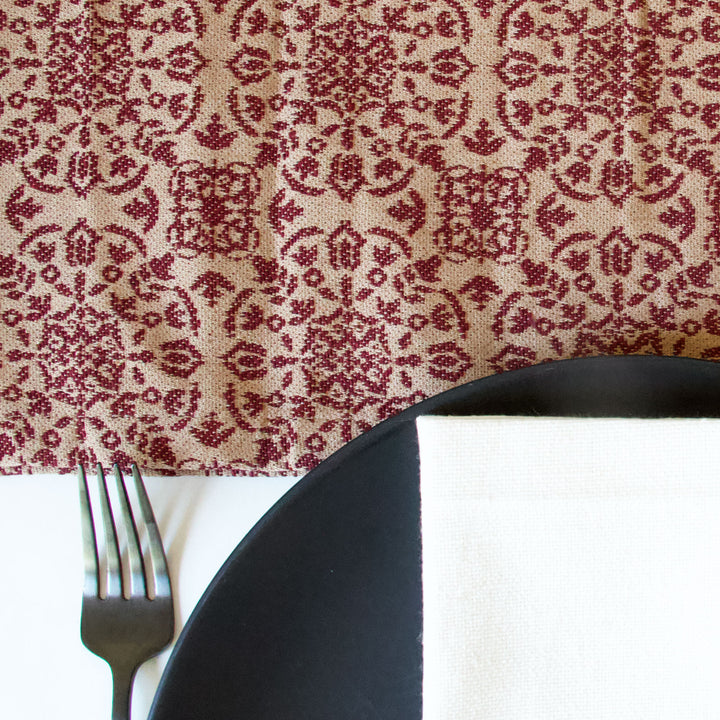 Jacquard Table Runner - Burgundy