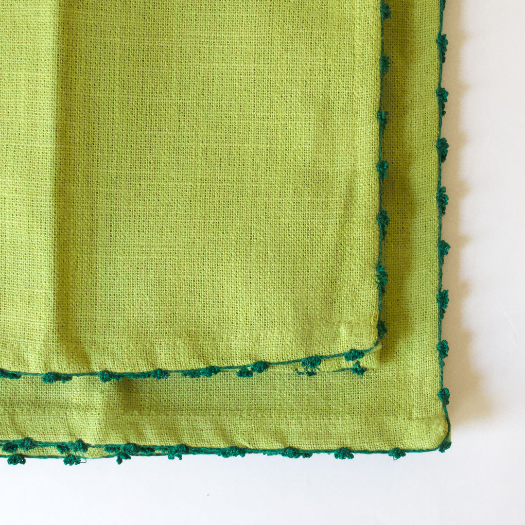 Knotted Edge Cotton Napkin - Lime Green, Set of 4