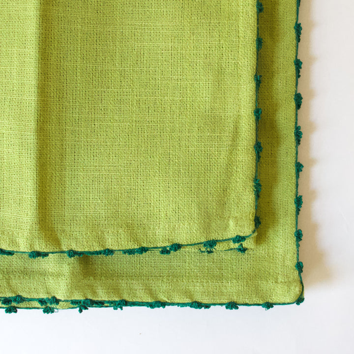 Knotted Edge Cotton Napkin - Lime Green, Set of 4