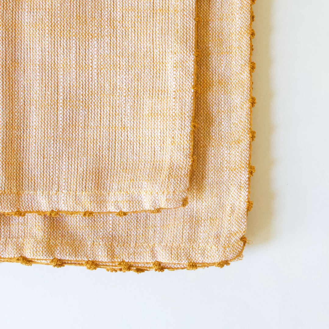 Knotted Edge Cotton Napkin - Mustard, Set of 4