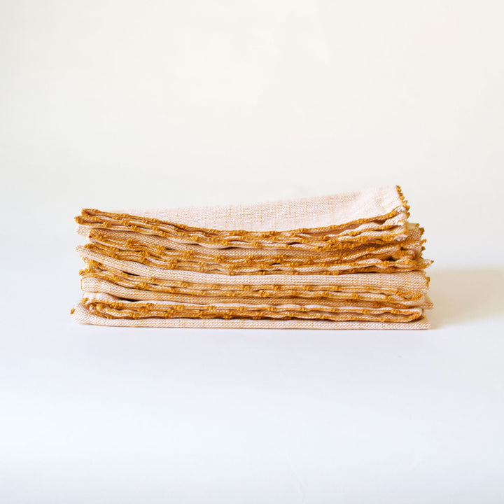 Knotted Edge Cotton Napkin - Mustard, Set of 4