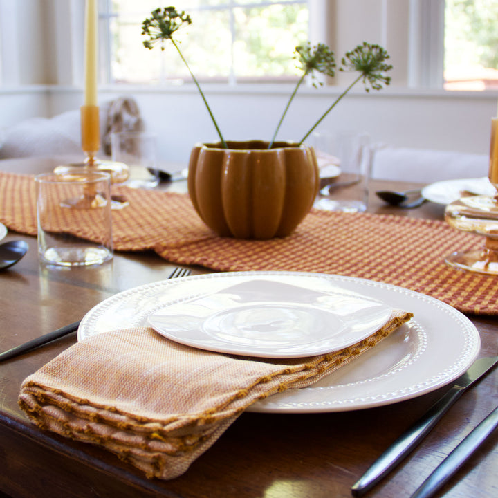 Knotted Edge Cotton Napkin - Mustard, Set of 4