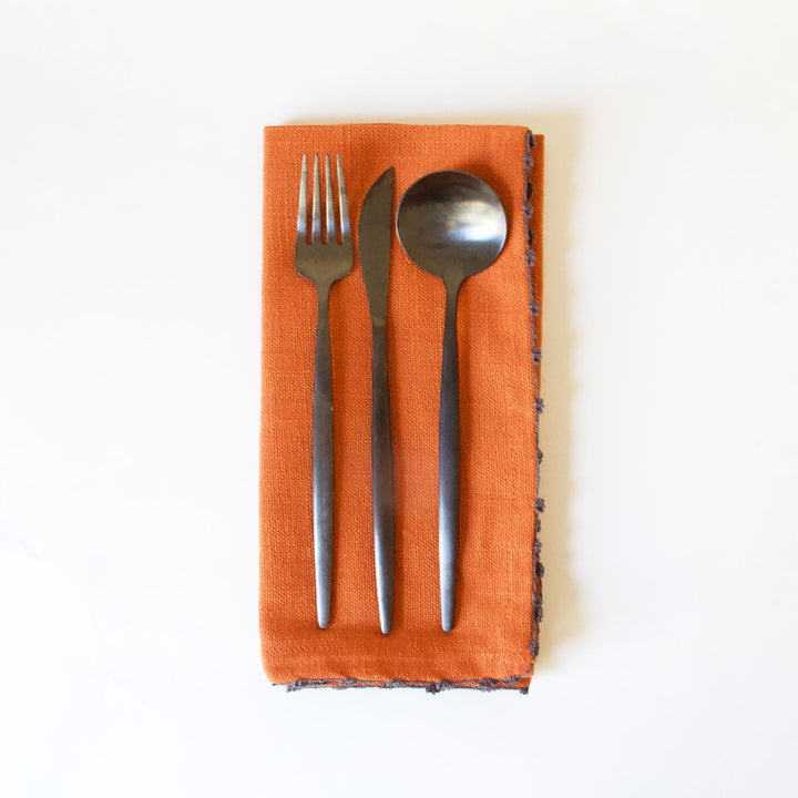 Knotted Edge Cotton Napkin - Rust, Set of 4