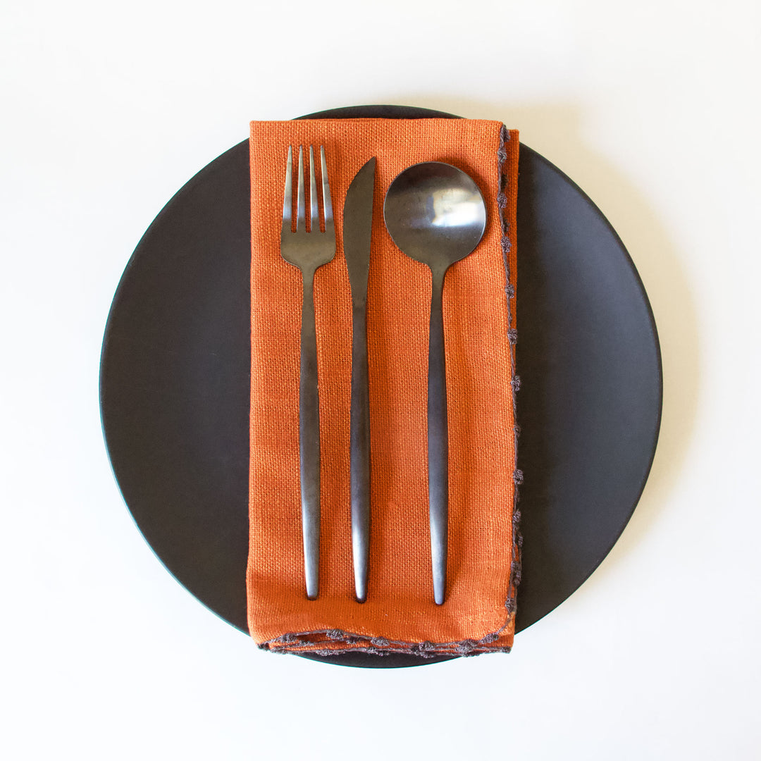 Knotted Edge Cotton Napkin - Rust, Set of 4