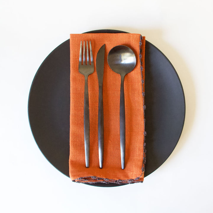 Knotted Edge Cotton Napkin - Rust, Set of 4