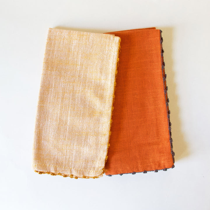 Knotted Edge Cotton Napkin - Rust, Set of 4