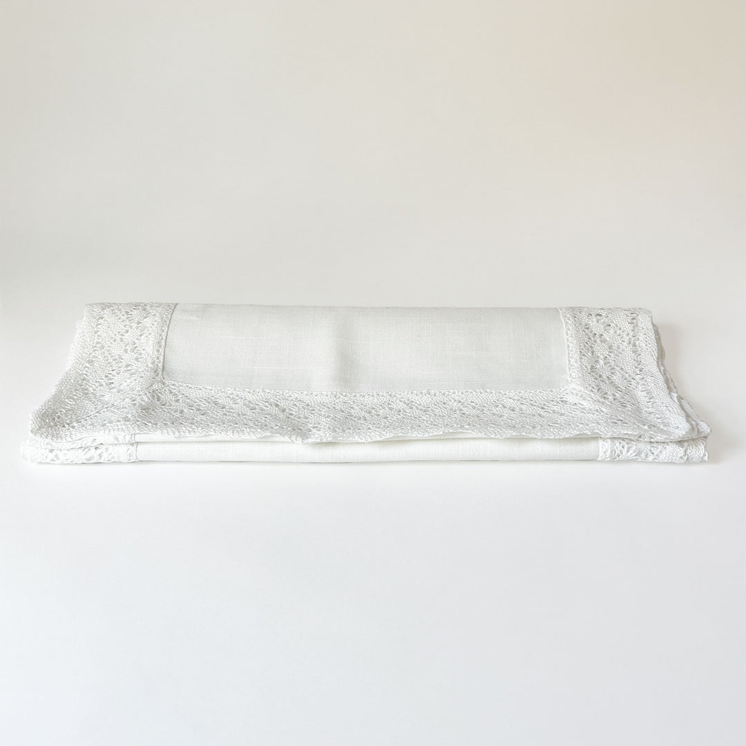 Lace Border Table Runner - White