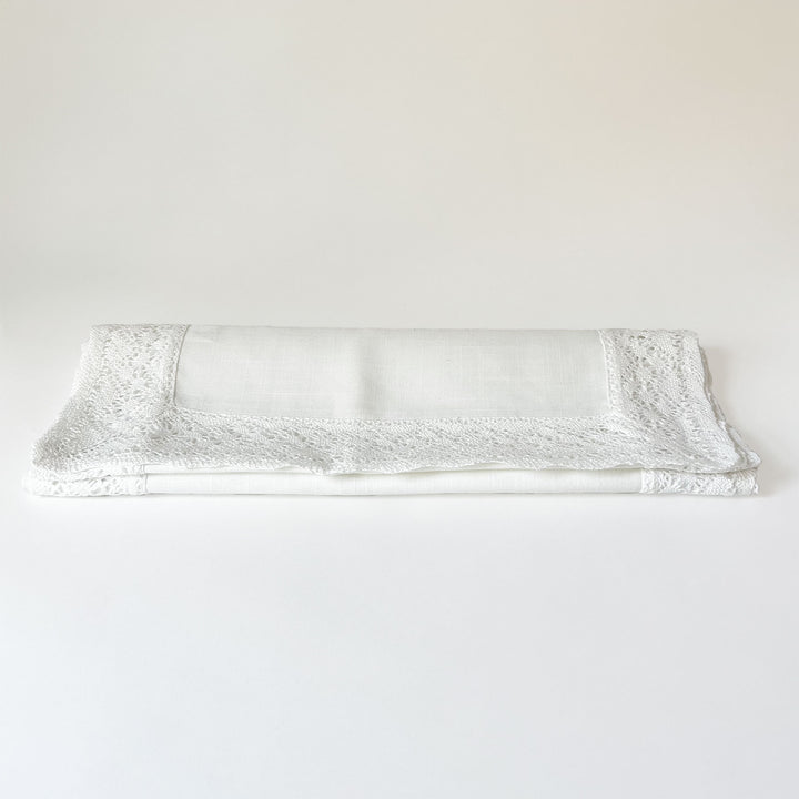 Lace Border Table Runner - White