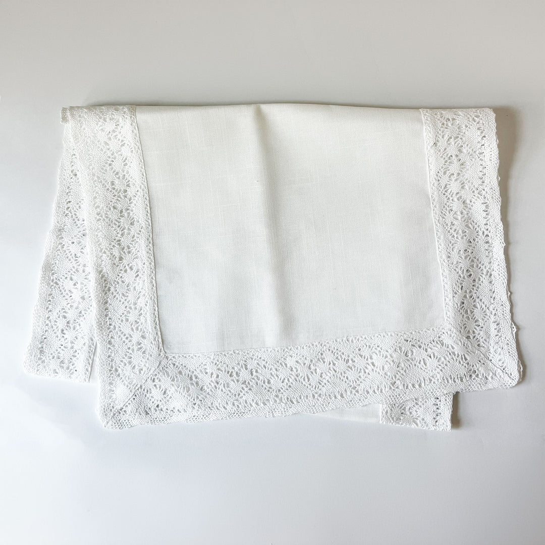 Lace Border Table Runner - White