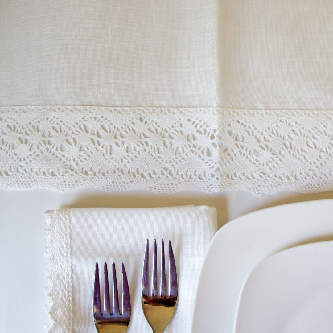 Lace Border Table Runner - White