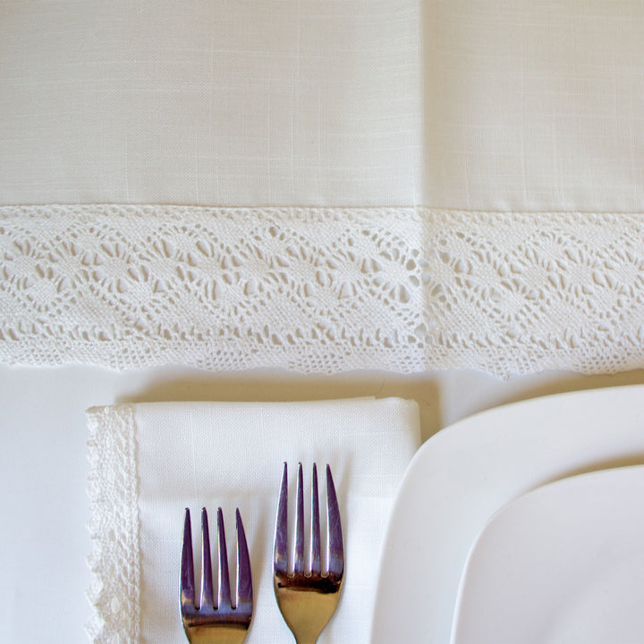 Lace Border Table Runner - White