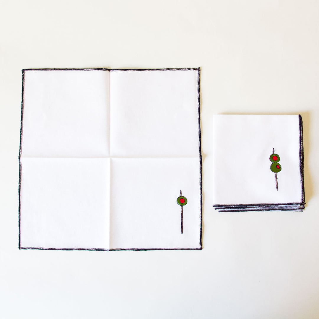 Martini Olive Cocktail Napkins, Set of 4