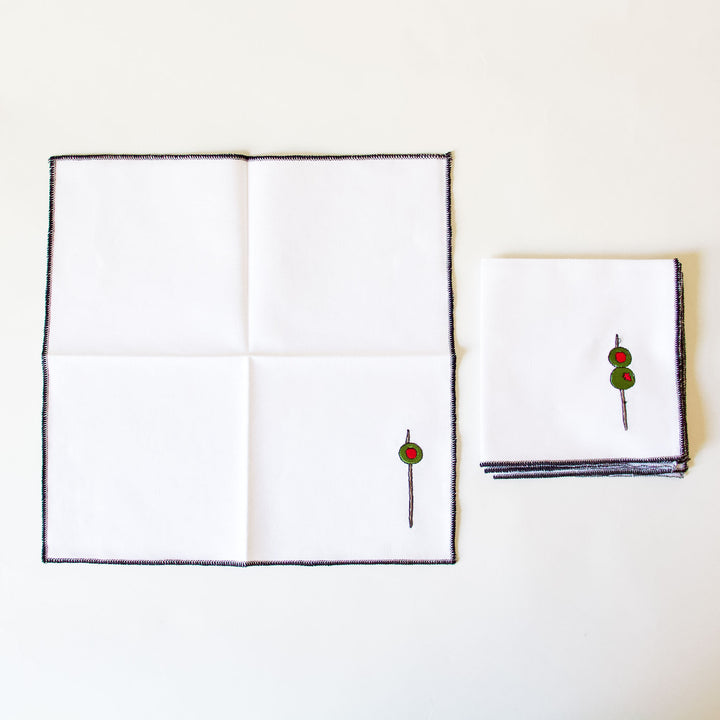 Martini Olive Cocktail Napkins, Set of 4