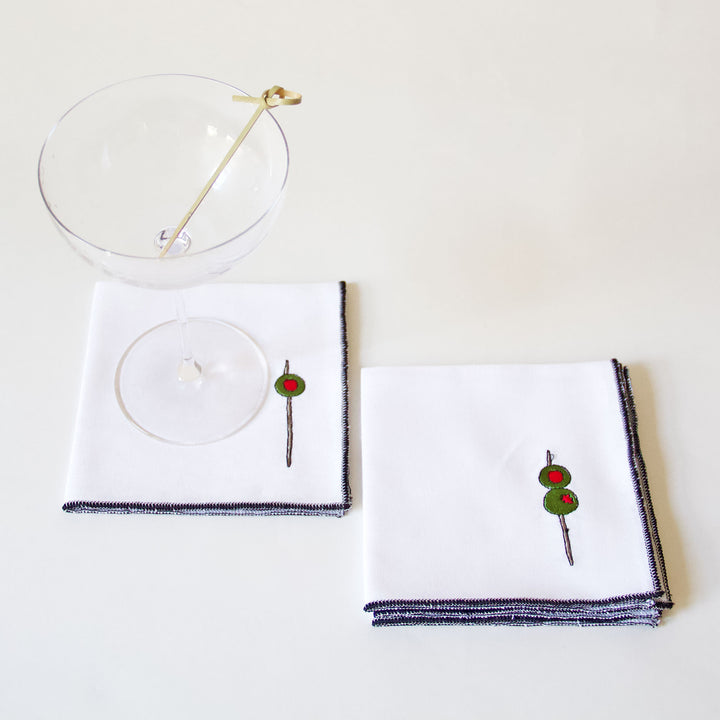 Martini Olive Cocktail Napkins, Set of 4