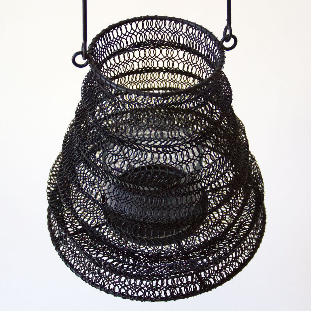 Mesh Metal Folding Lantern - Black