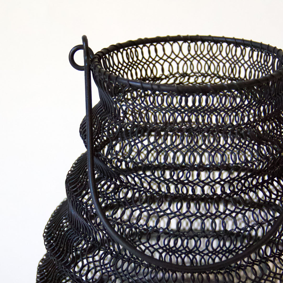 Mesh Metal Folding Lantern - Black