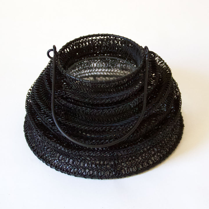 Mesh Metal Folding Lantern - Black