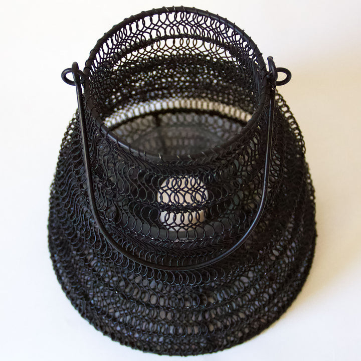 Mesh Metal Folding Lantern - Black