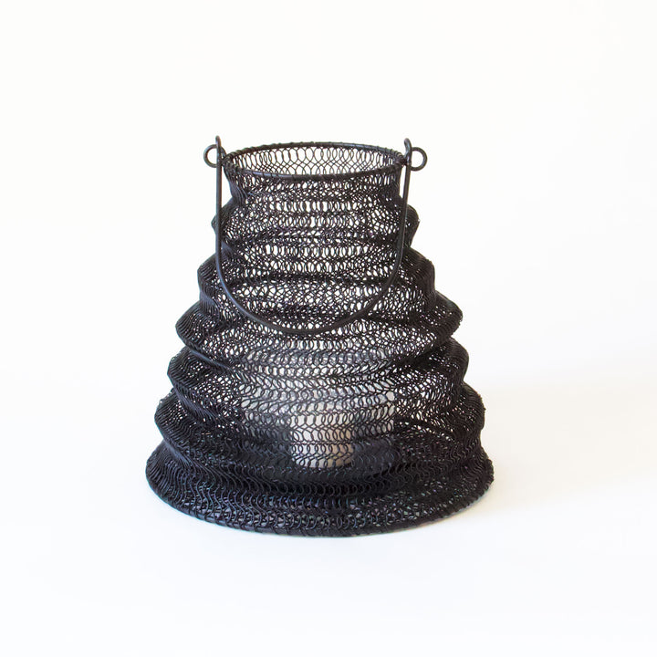 Mesh Metal Folding Lantern - Black