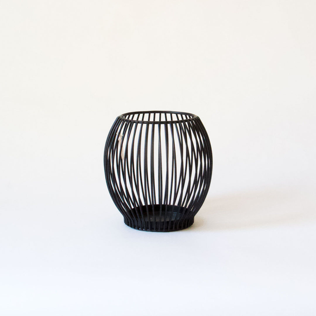 Metal Wire Spoke Lantern - Black