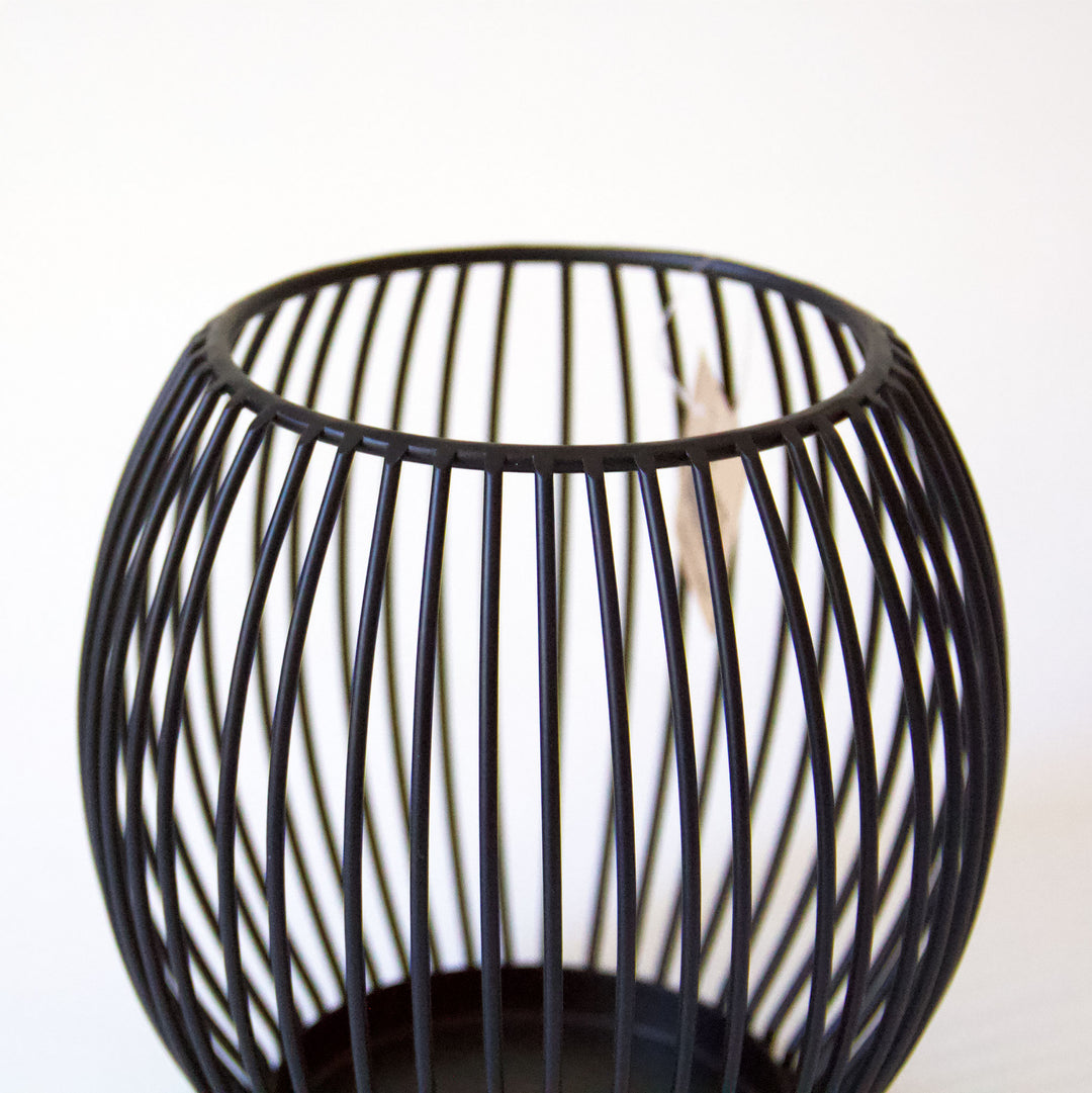 Metal Wire Spoke Lantern - Black