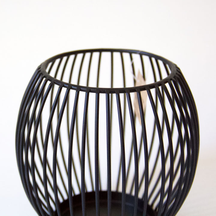 Metal Wire Spoke Lantern - Black