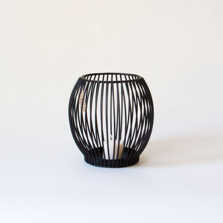 Metal Wire Spoke Lantern - Black