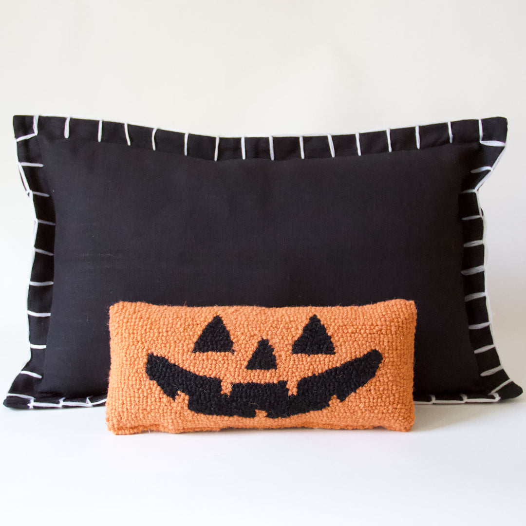 Cotton Whip Stitch Pillow Cover - Black