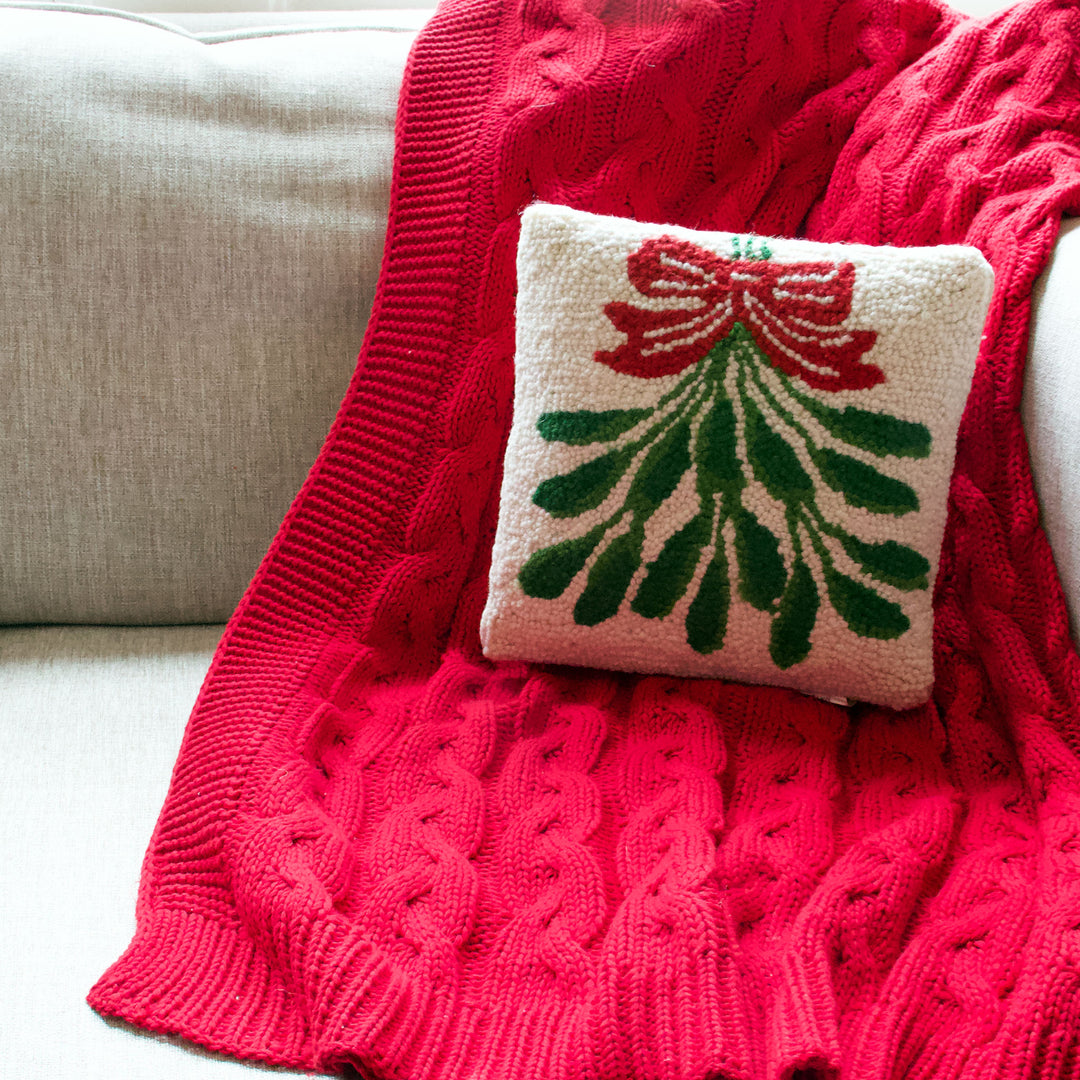 Red Cable Knit Throw