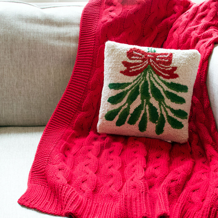 Red Cable Knit Throw