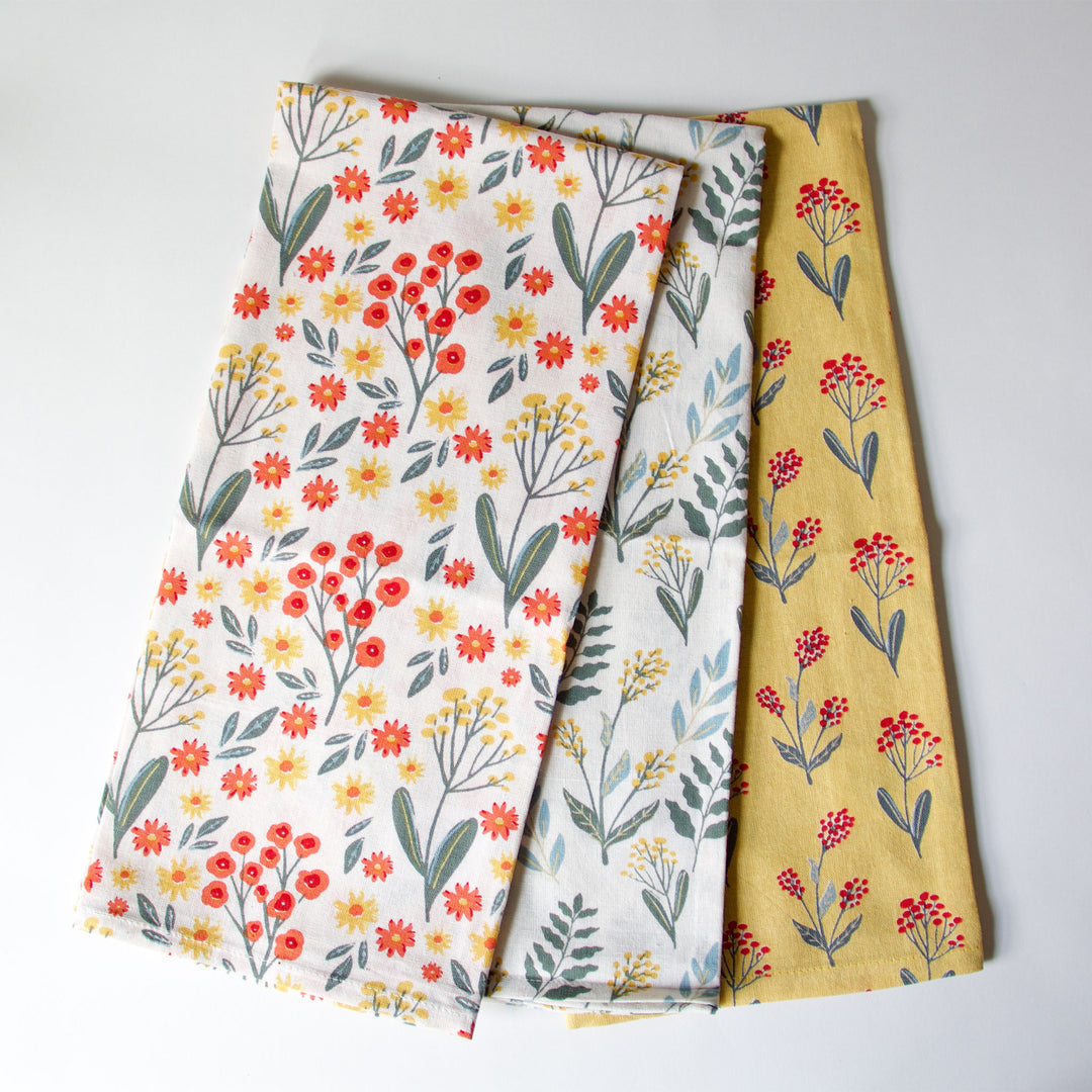 Mixed Floral Kitchen Towels, Set of 3