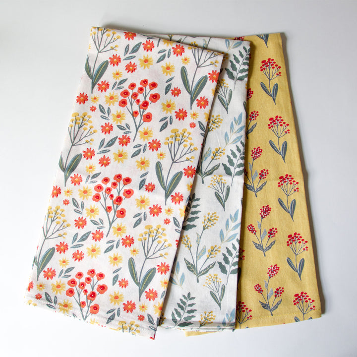 Mixed Floral Kitchen Towels, Set of 3