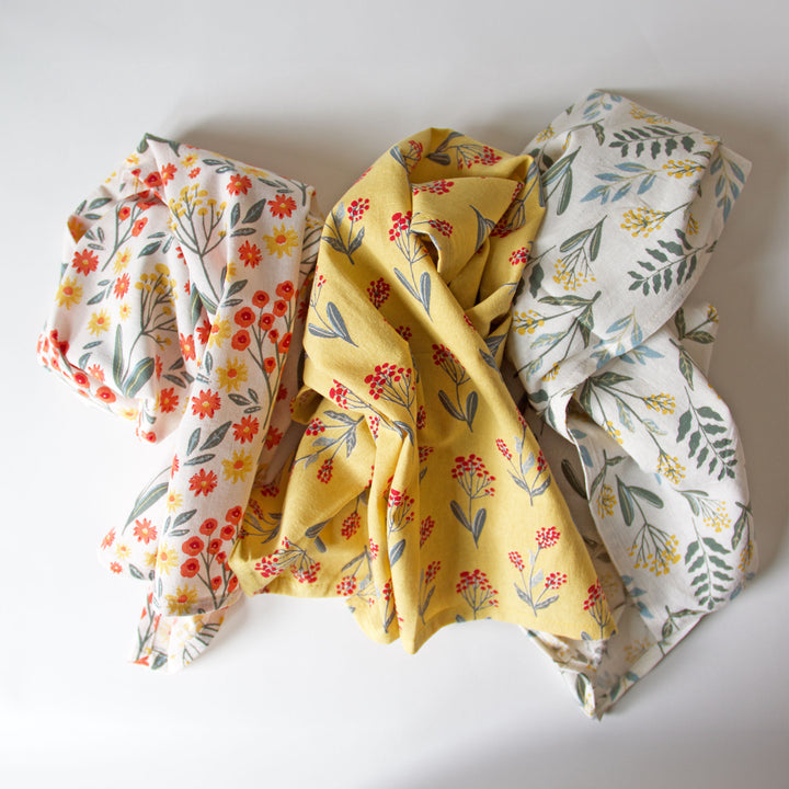 Mixed Floral Kitchen Towels, Set of 3